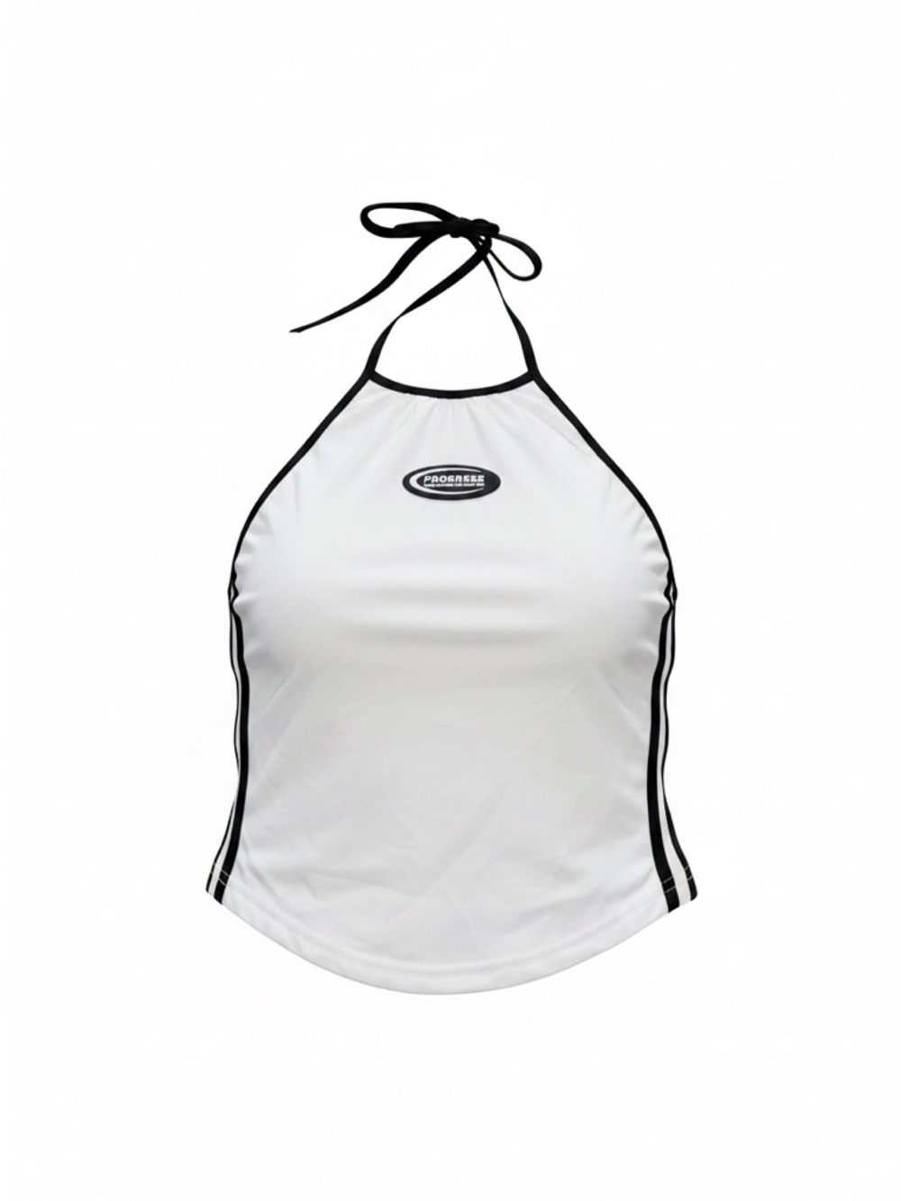 Progress White Halter Tank with Black Trim